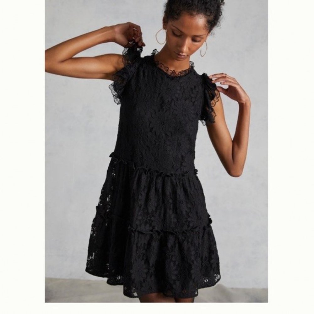 Anthropologie lace mini dress.  New with tags. Black.